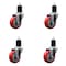 Service Caster 3.5'' Red Poly Wheel Swivel 1-3/4'' Expanding Stem Caster Set, 4PK SCC-EX20S3514-PPUB-RED-134-4 - alternate 1